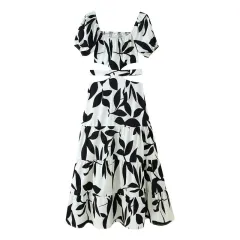 Summer Printed Short Sleeve Dress - View 1