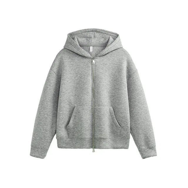 Air Layer Hooded Cardigan Sweater Same Style Light Gray - Shop at LoveMi