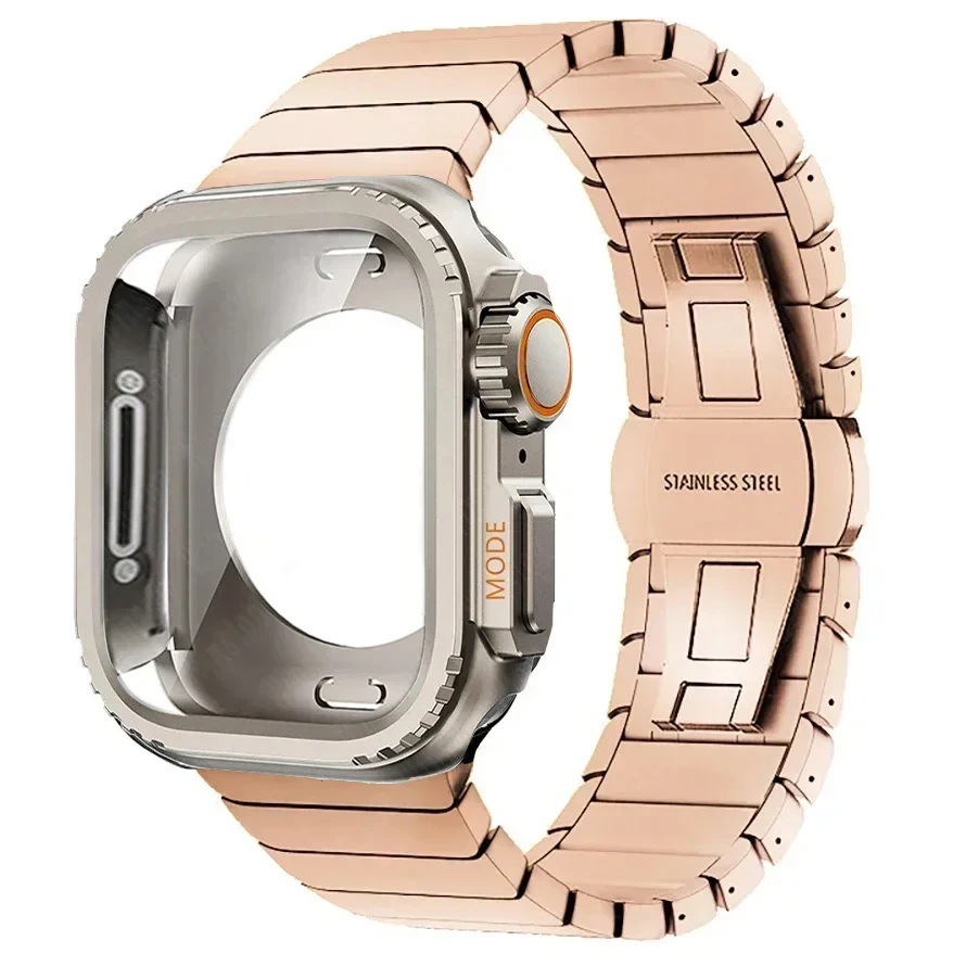 One-piece Butterfly-clasp Stainless Steel Metal Watch Strap