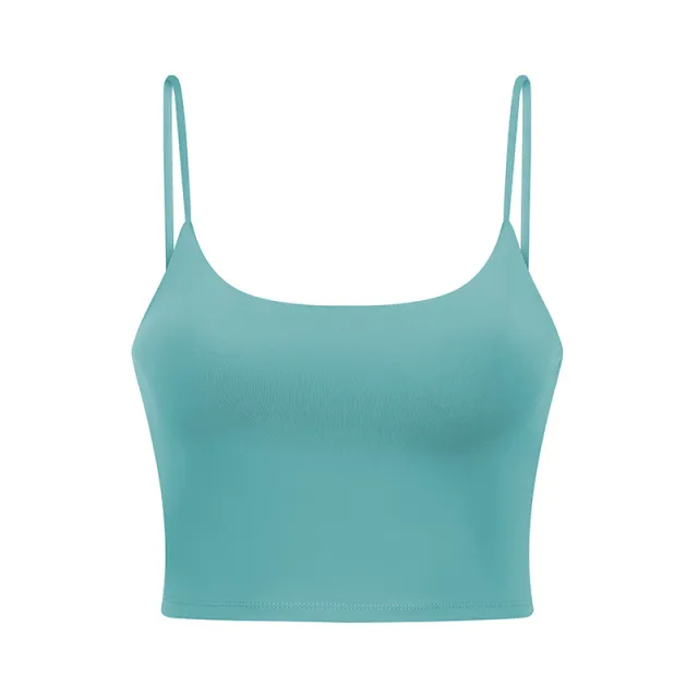 Push Up Shockproof Beauty Back Strap Sports Fitness Yoga Top With Chest Pad Bean Green - Shop at LoveMi