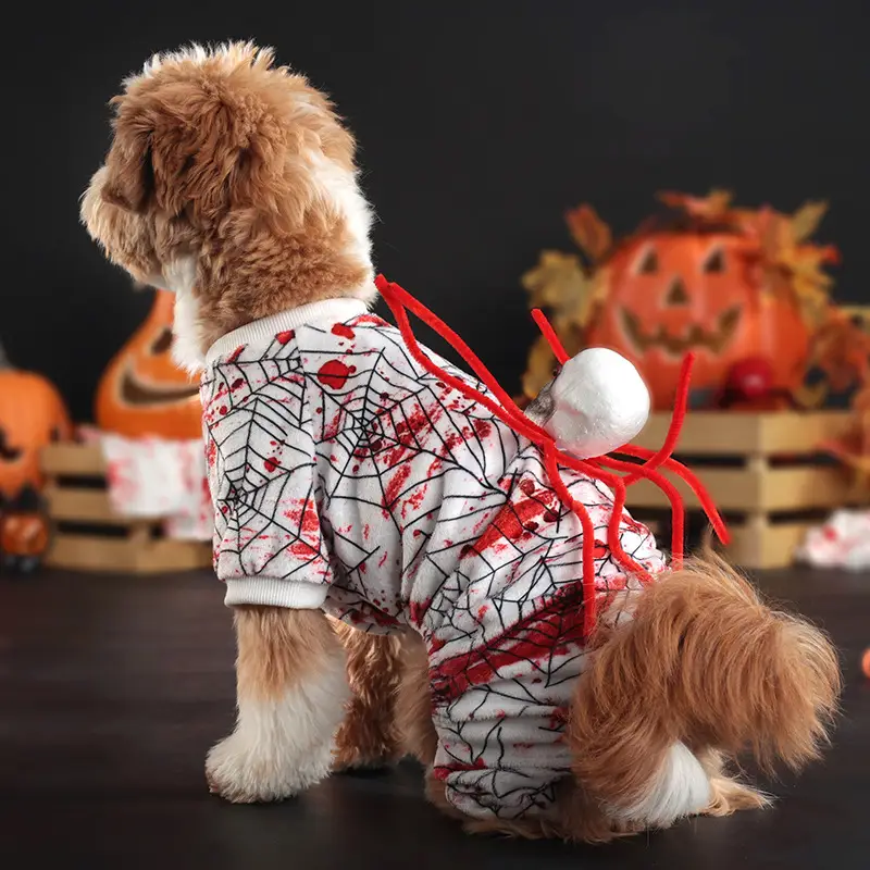 Halloween Personalized Bloodshot Spider Dog Skirt Clothes