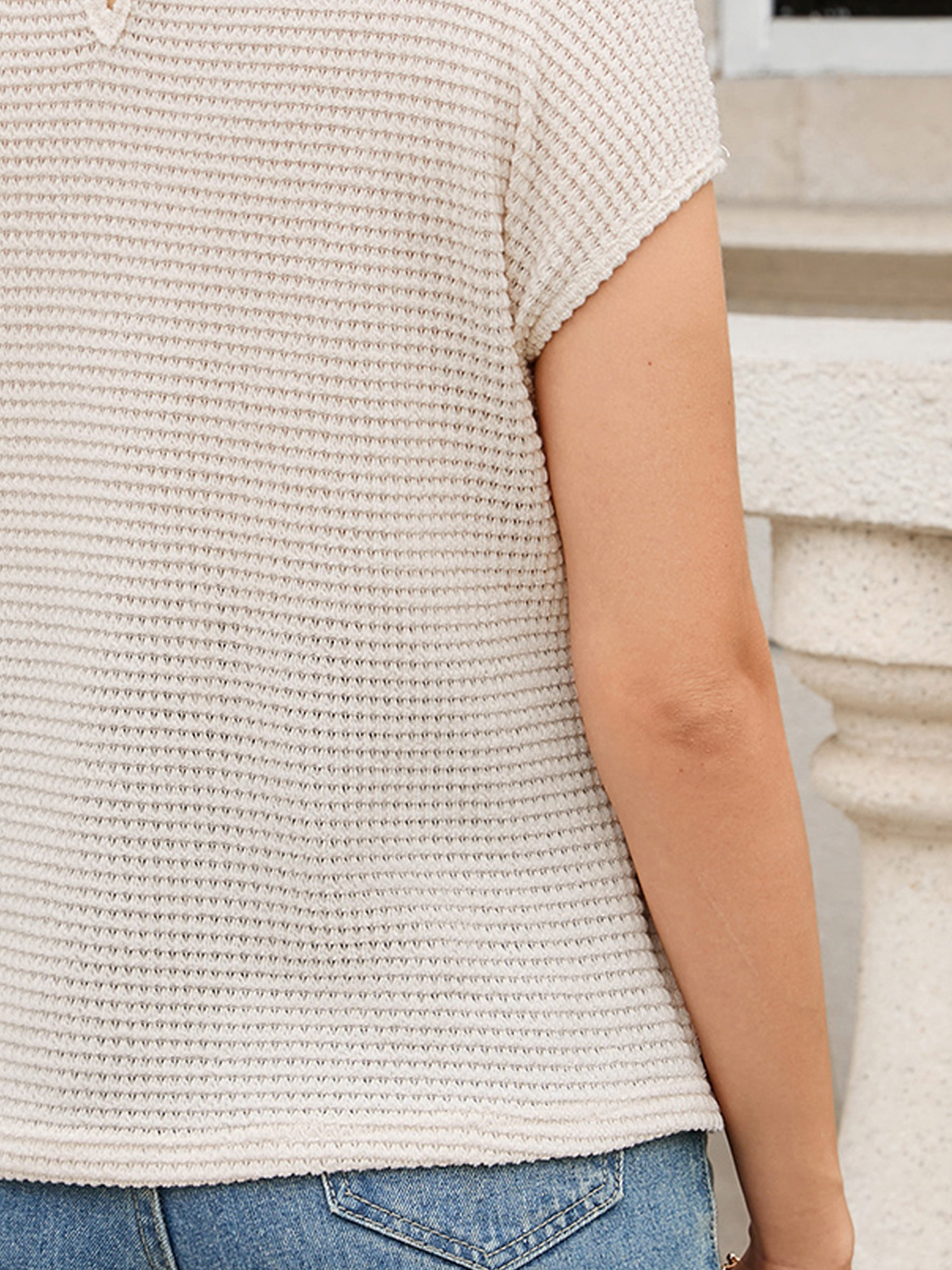 Simple Round Neck Stitching T-shirt