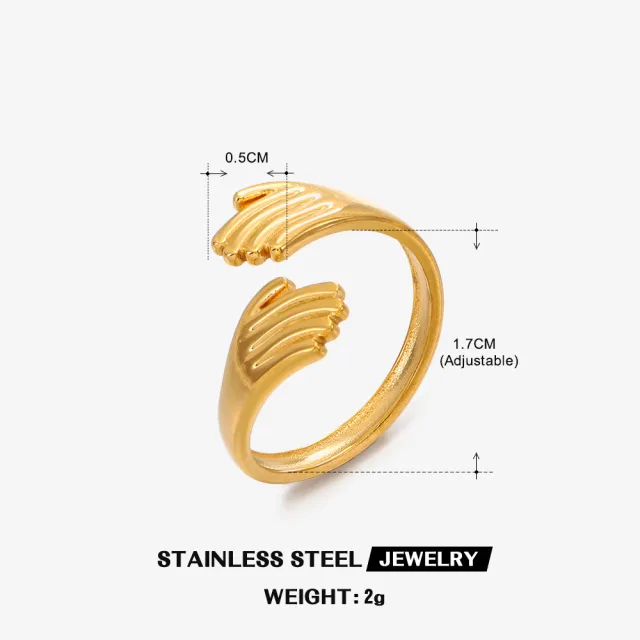 European And American Fashion Stainless Steel Hug Ring For Women Gold Ring - Shop at LoveMi