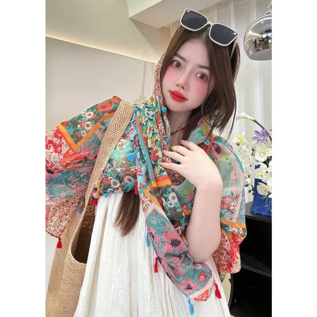 Ethnic Style Sunscreen Shawl Thin Retro Buckle Cloak Kaleidoscope - Shop at LoveMi