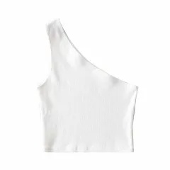 Women's Fashion Short Shoulder Vest - White - View 1