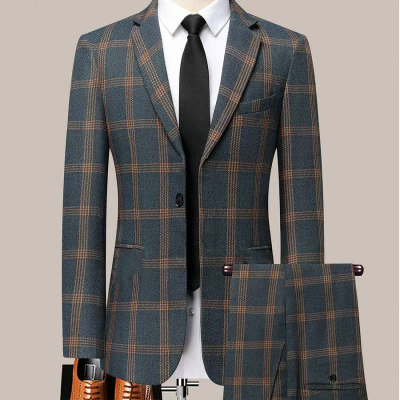 Mens Casual Suit Set with Slim Fit, Nylon Blend - Black/Gray/Brown