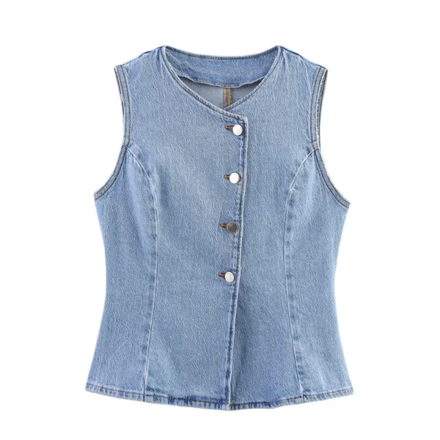 Solid Color Denim Vest Midi Skirt Denim Skirt Top - Shop at LoveMi