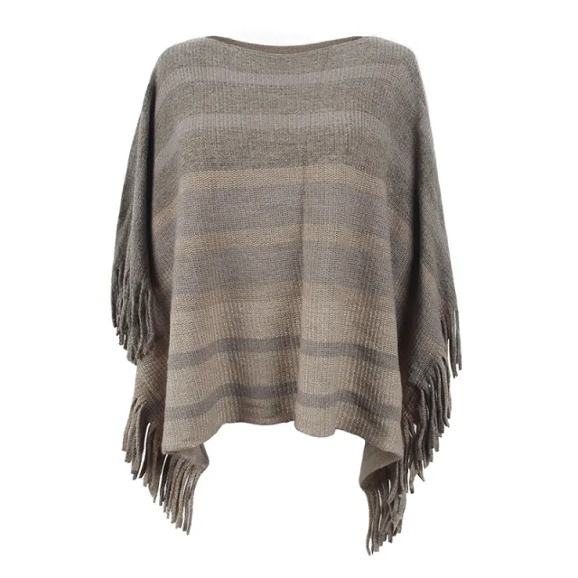 Europe And America Cross Border Off neck Tassel Shawl For Women Khaki - Shop at LoveMi