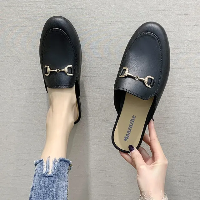 Closed Toe Half Slippers Women's Shoes Outer Wear Black - Shop at LoveMi