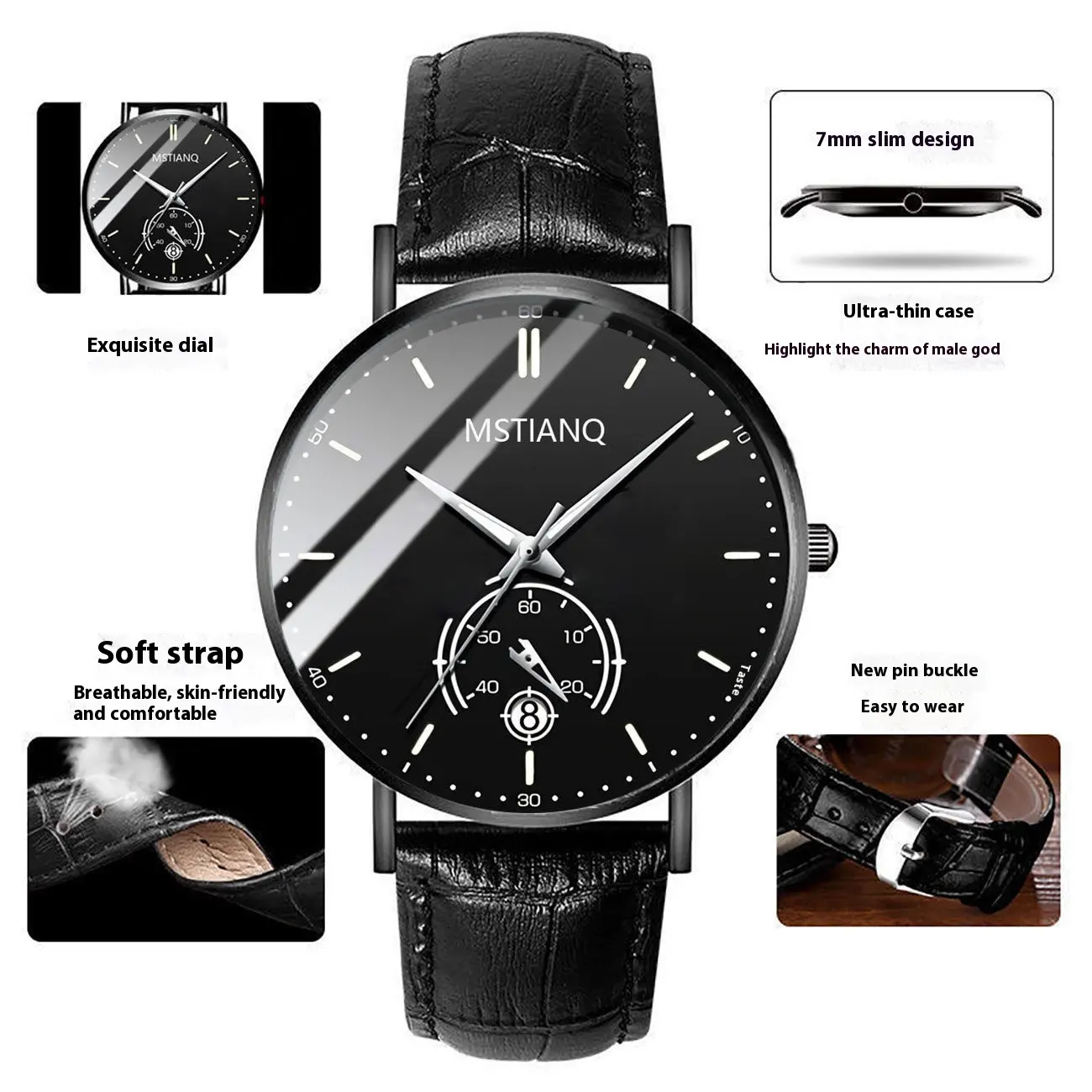 Trade Watch Stylish Black Technology Belt Refined