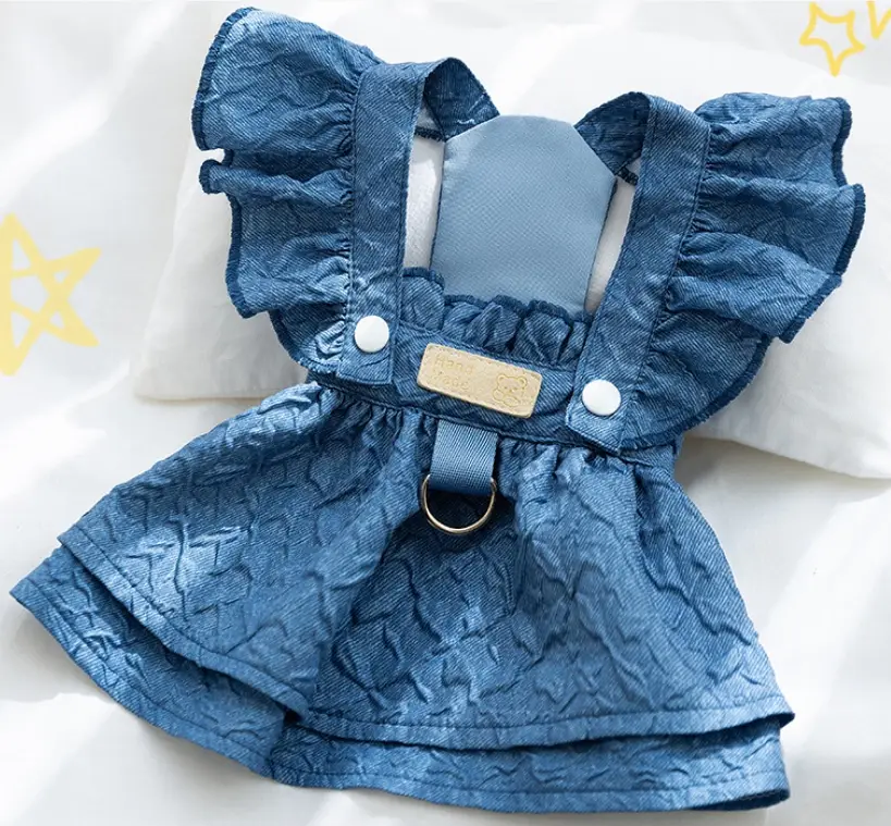 Dog Cat Classic Denim Clothes And Dresses Puppy Anti-lint Summer Thin Bichon Pet Clothing Small Dog