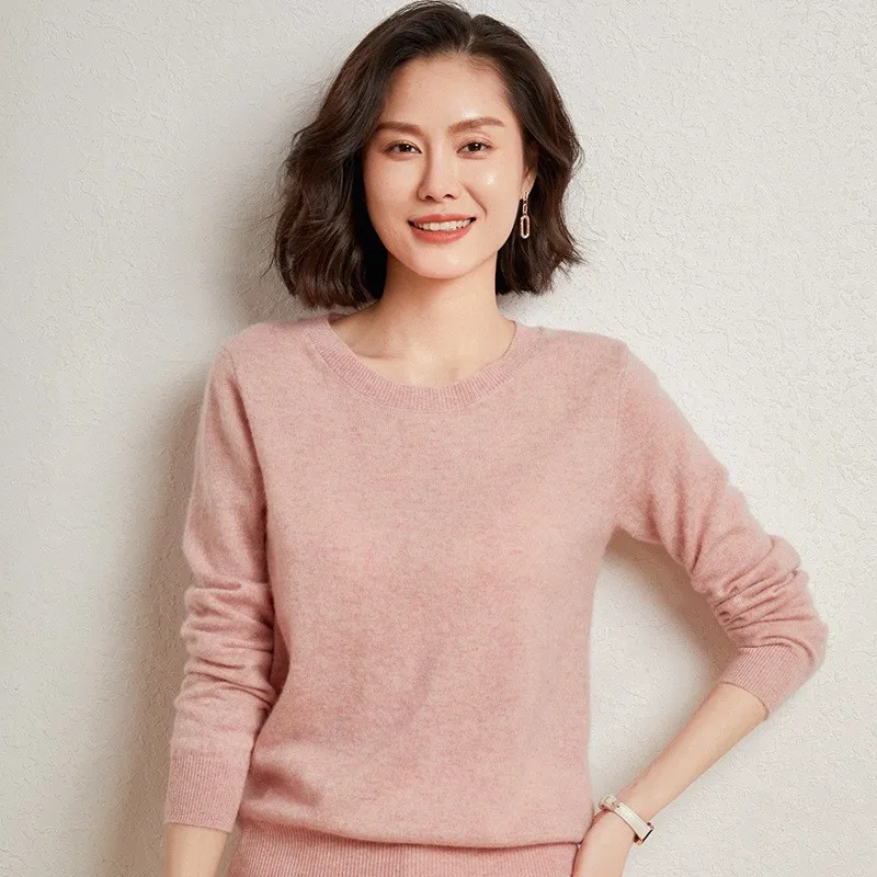 Round Neck Bottoming Shirt Long Sleeve Pullover - Cherry Blossom Pnik