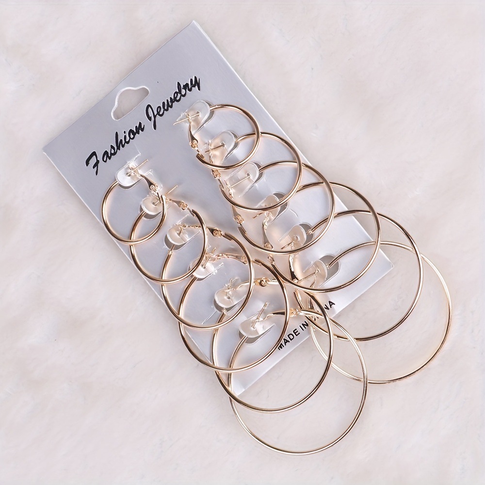 European And American Fashion Classics Versatile Personality Exaggerated Metal Hoop Earrings Suit