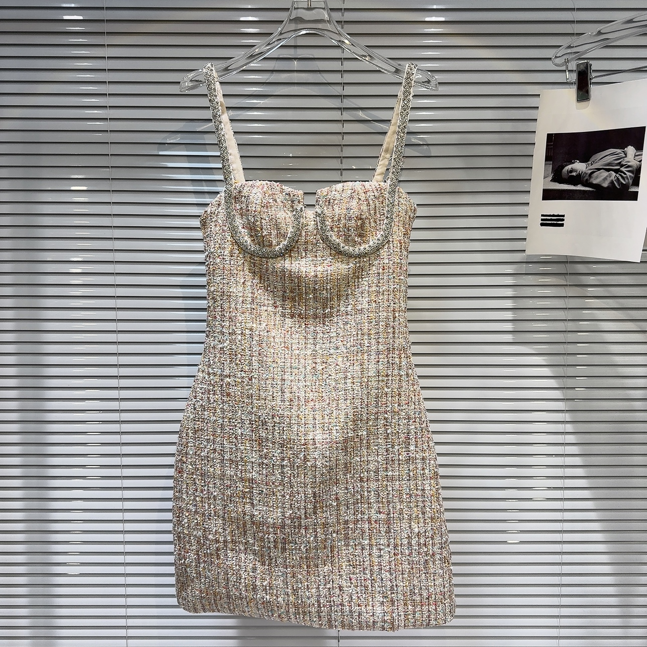 Colorful Thread Tweed Socialite Sling Dress