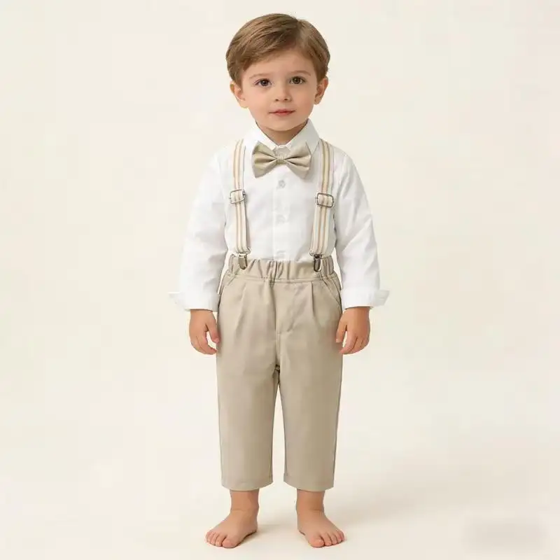 AutumnWinter British-style Boys Suspender Pants Set