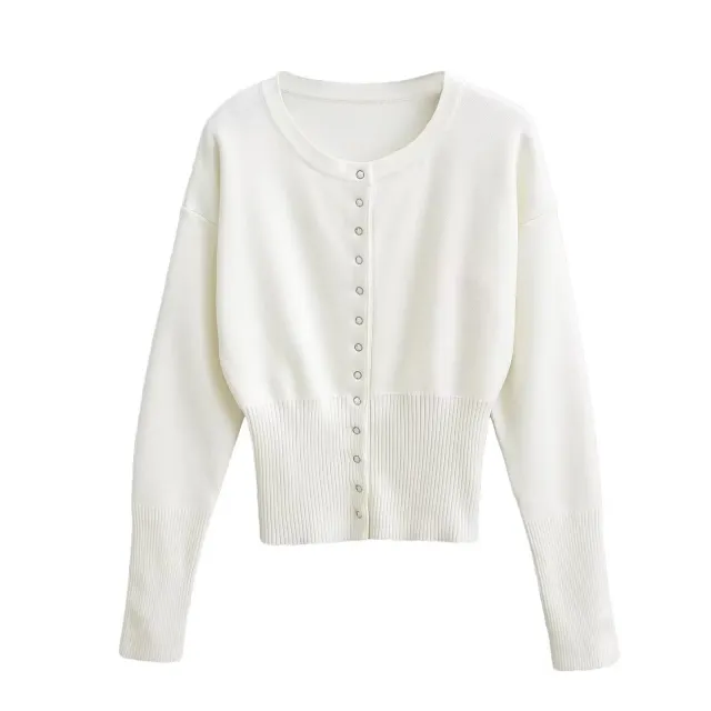 Women's Round Neck Knitted Short Top White - Shop at LoveMi