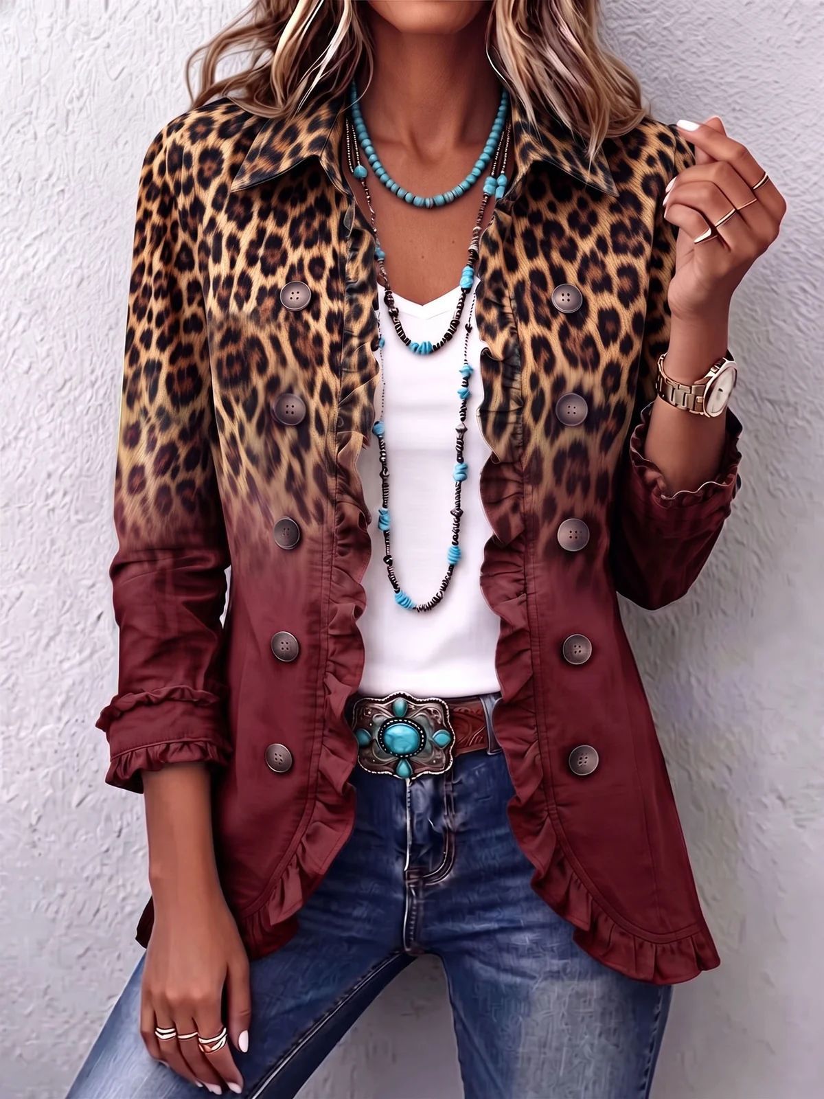 Women's cardigan – leopard print colorways displayed together