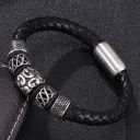 Black Leather Steel Color