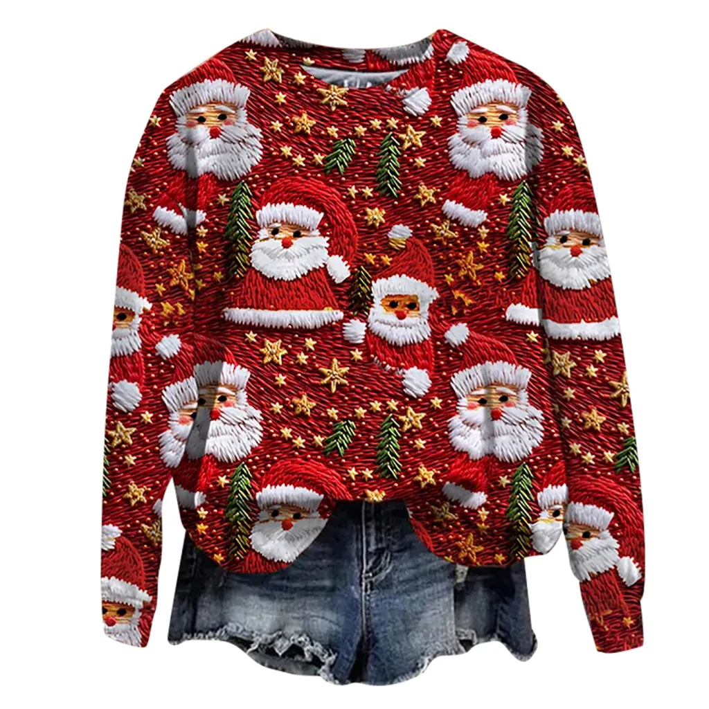 Christmas Street Fashion Round-neck Shirt Top - Style 5-Xl