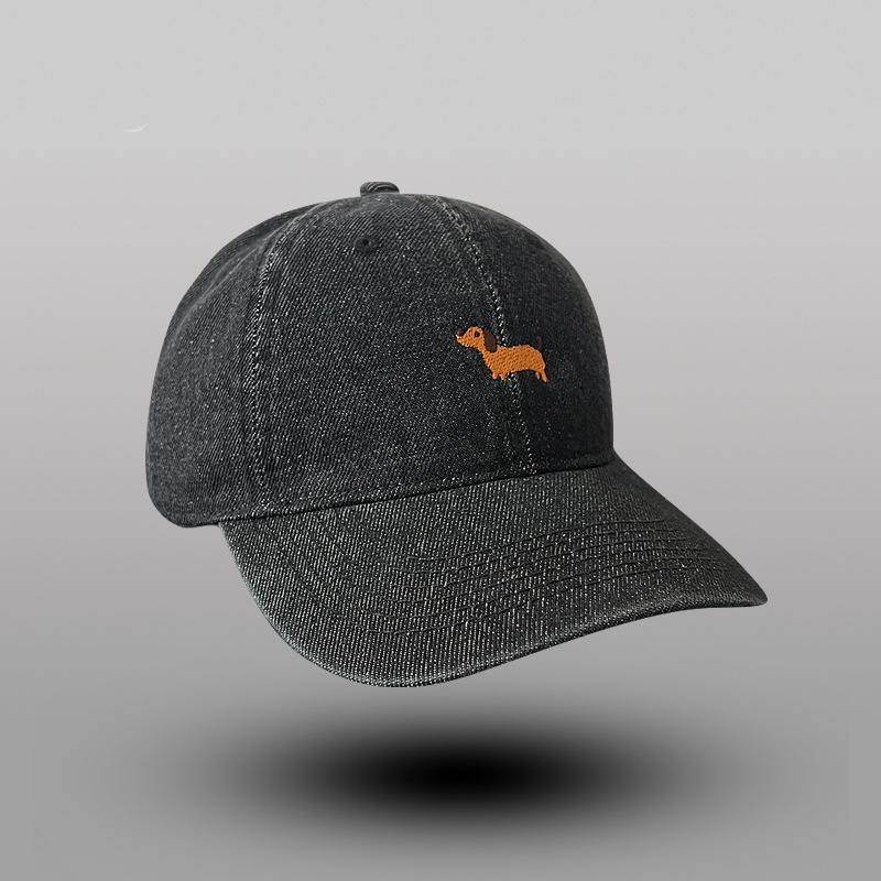 Cute Embroidered Puppy Washed Denim Baseball Cap thumbnail 3
