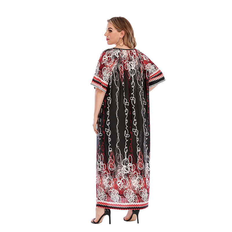 Amazon Cross-border Wear Short Sleeve Floral Long Dress