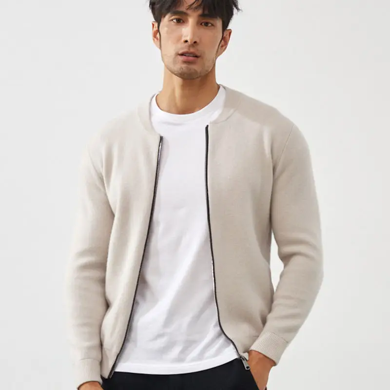 Fallwinter Mens Clothing Short Slim-fit Warm Crew-neck Cardigan Knitted