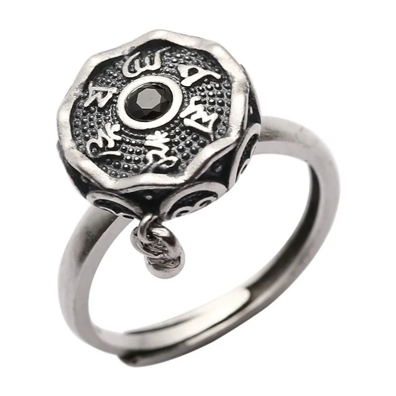 Vintage Six Word Mantra Spinning Ring - Silver