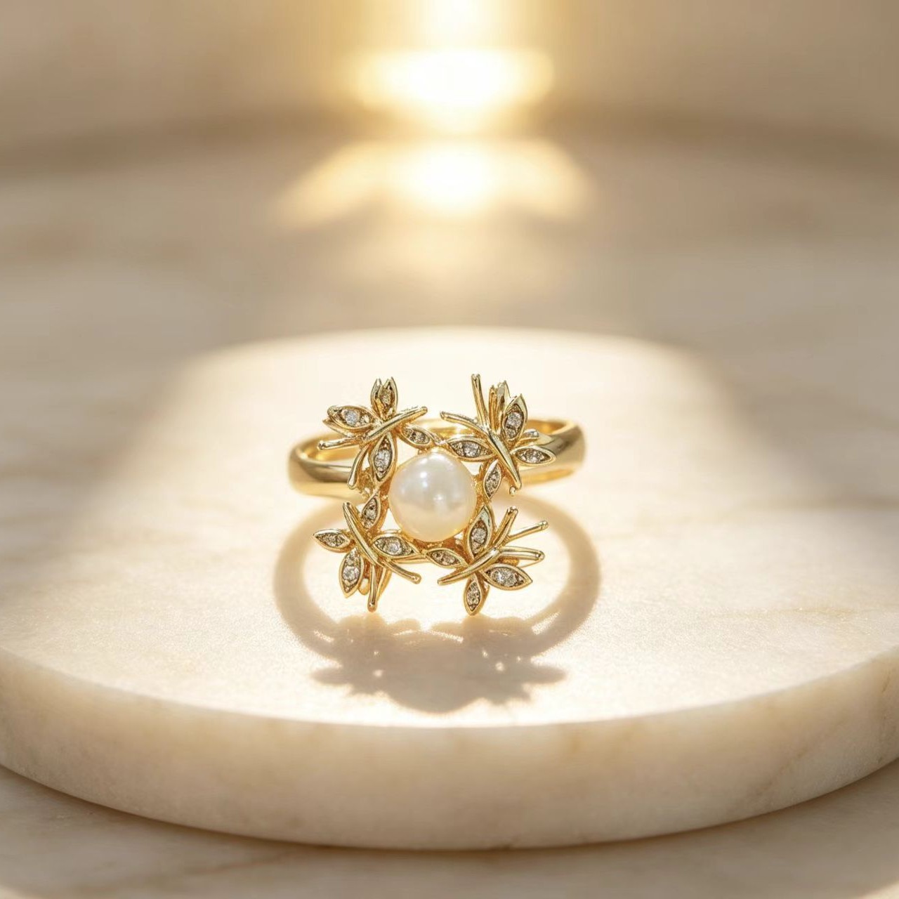 Spinning Butterfly Zircon Ring