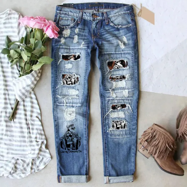 Washed Mid waist Straight Women's Jeans Tp2404212 - Shop at LoveMi