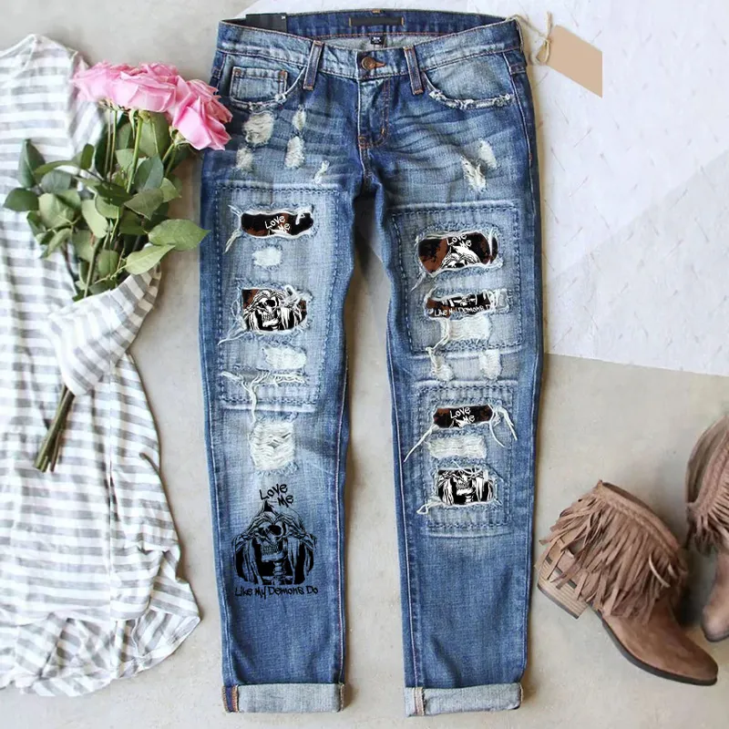 Washed Mid-waist Straight Women's Jeans - Tp2404212