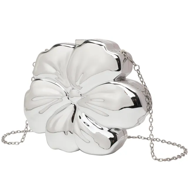 Flower Women's Clutch Chain Crossbody Bag Fashion Silver - Shop at LoveMi