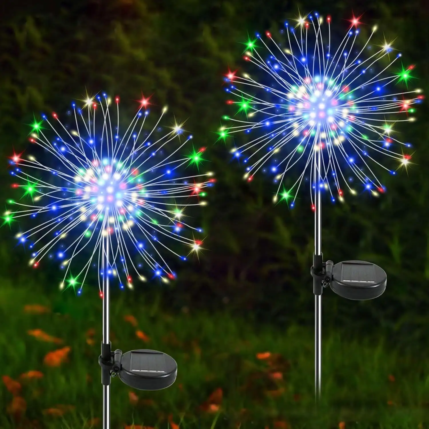 Solar-Powered LED Ground-Insert Firework Lights Patio Decorative Lights