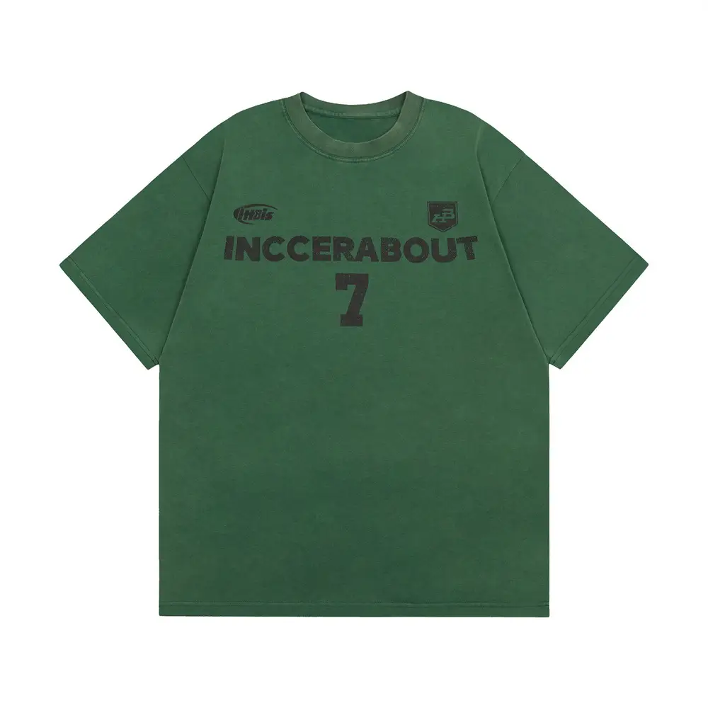 Letter Printing Distressed Wash Short Sleeve