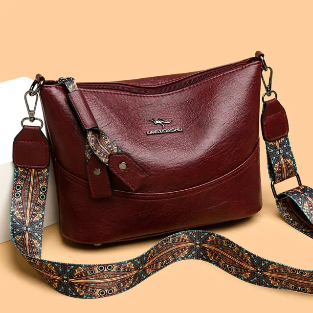 New Women's Bucket Bag Soft Leather One shoulder Crossbody Red - Shop at LoveMi