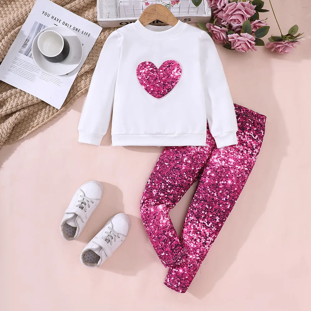 Love Top Printed Leggings Suit TZ1199-C - White
