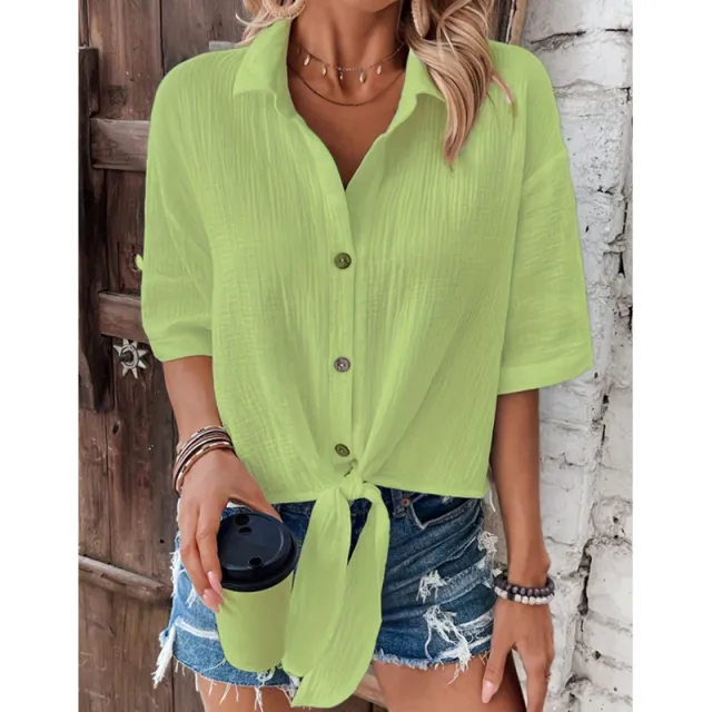 Women's Solid Color Casual Shirts From Europe And America Green - Shop at LoveMi