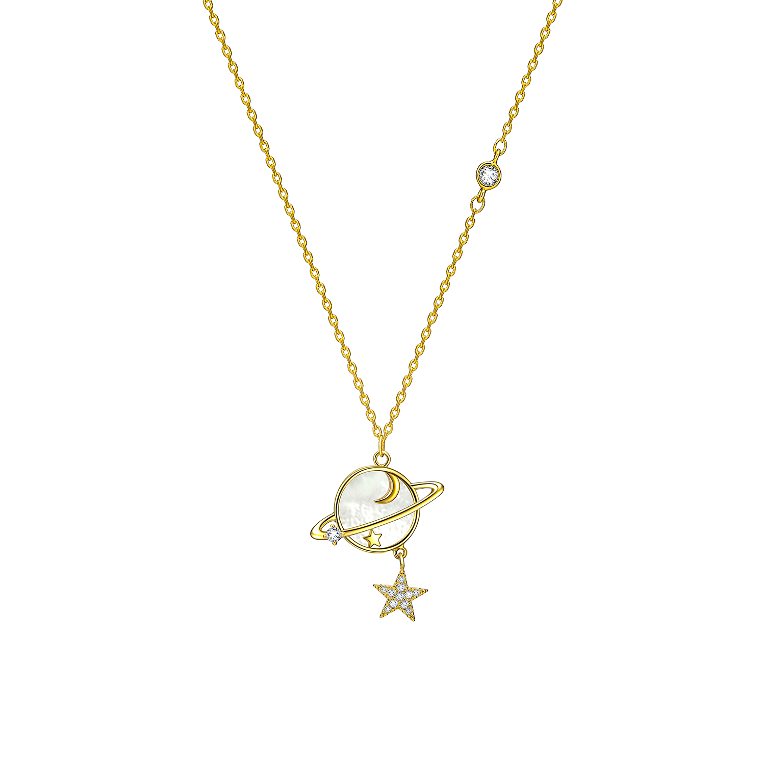 Planet Pendant Clavicle Chain Shell Star Moon Necklace