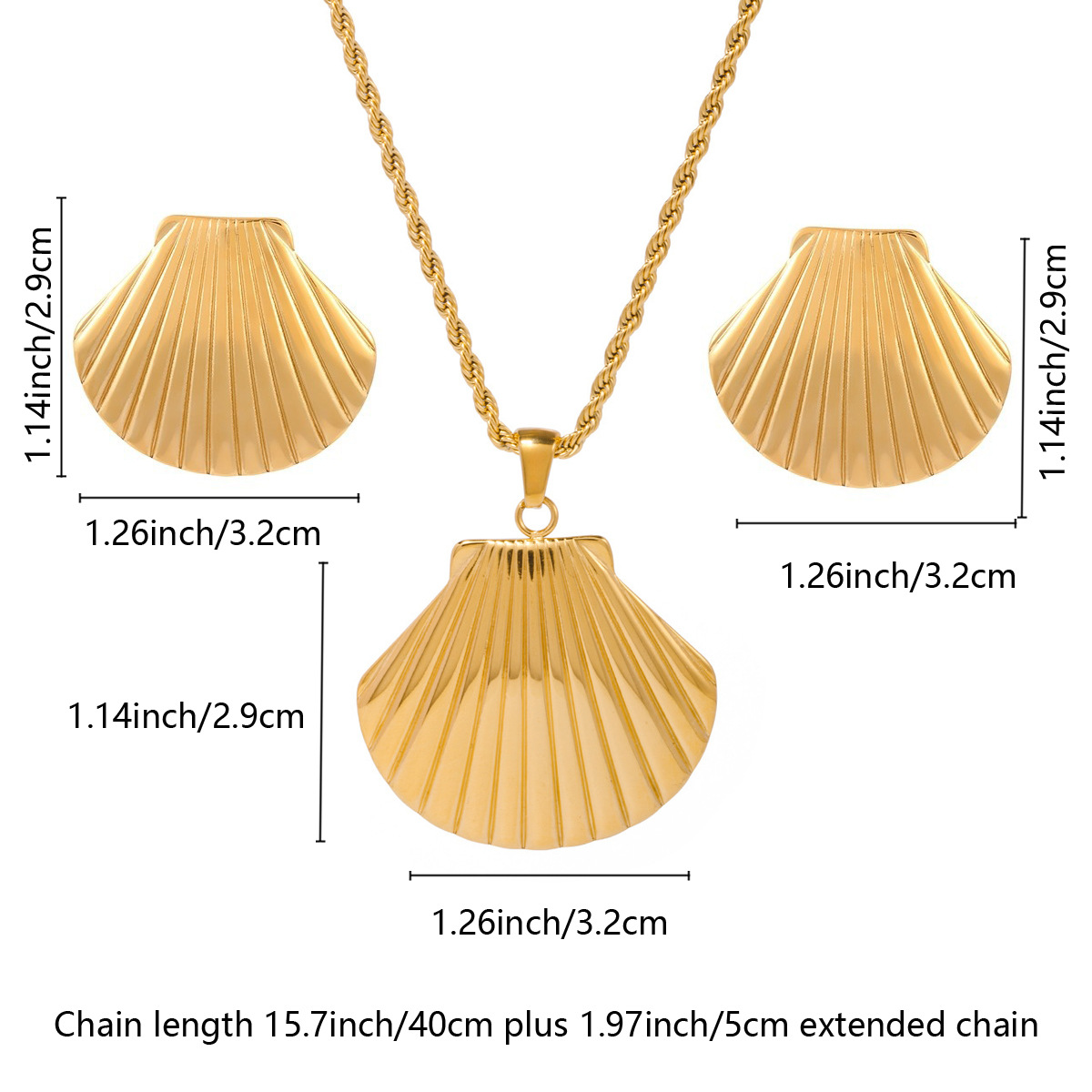 Cross-border European And American Marine Shell Pearl Titanium Steel Necklace Suit