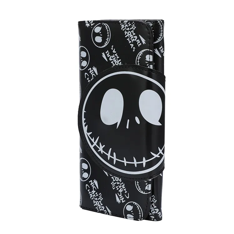 Skull Long Buckle Wallet Clutch - Black