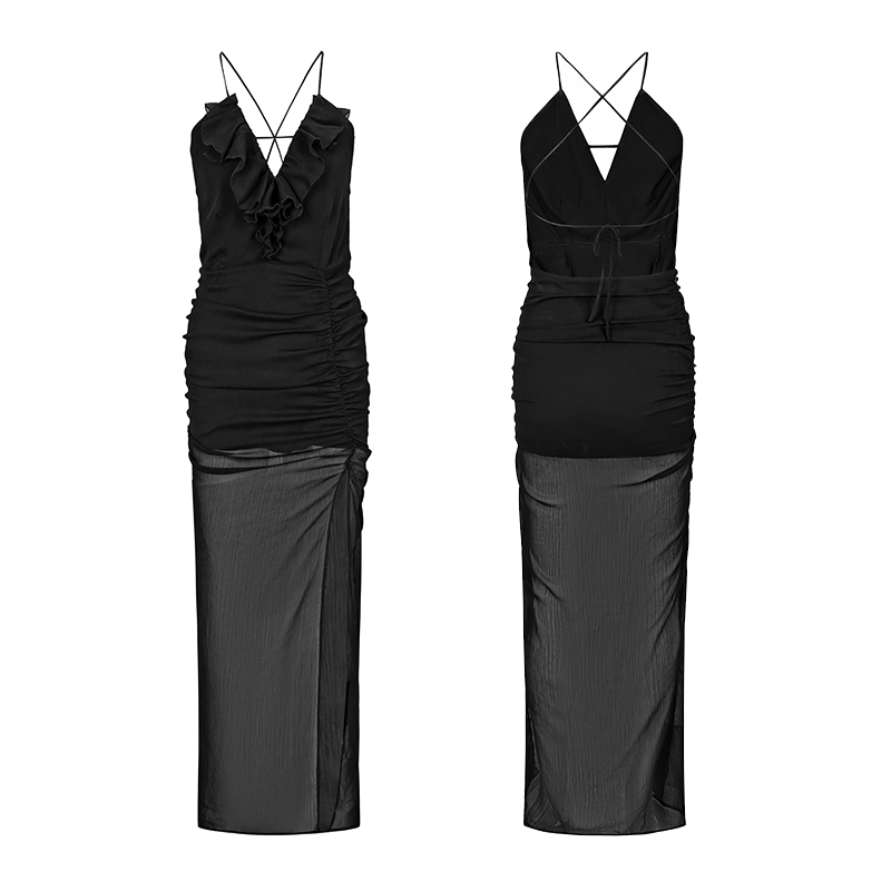 High Slit Waist-tight Floral Dress