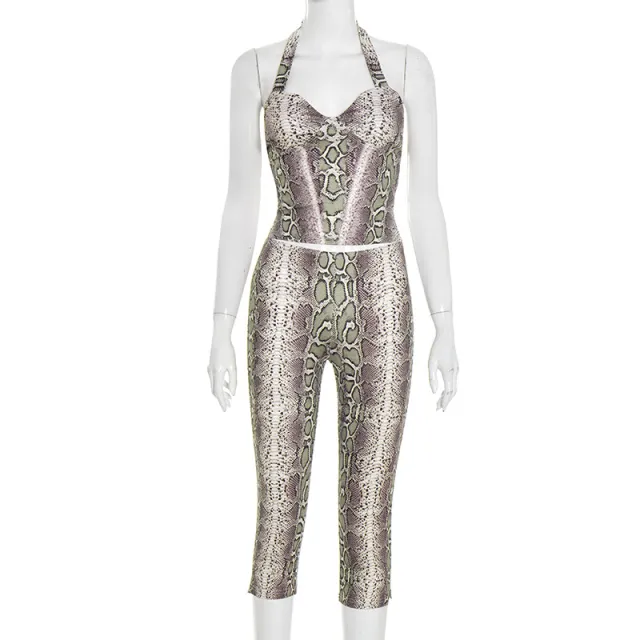 European And American Sleeveless Top Slim Pants Suit Snake Pattern - Shop at LoveMi