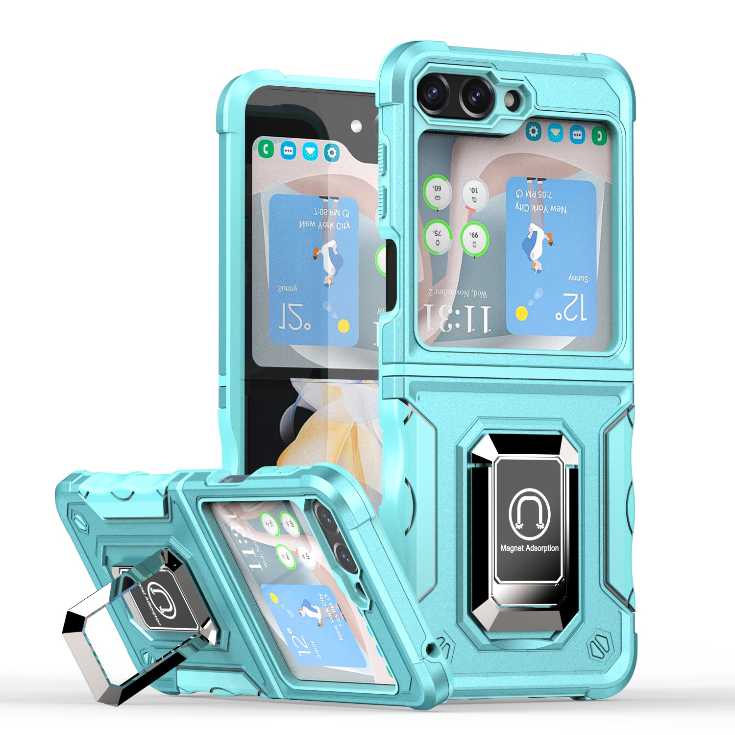 Army Flag Ring Z Flip5 ZFlip4 Magnetic Bracket Phone Case - Image 4
