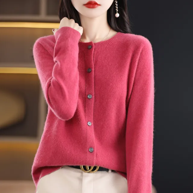 Autumn And Winter Bottoming Round Neck Long Sleeve Loose Top Raspberry S - Shop at LoveMi