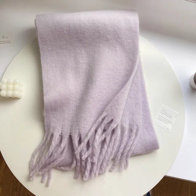 Thick Mohair Fluffy Scarf Warm Plush Scarf For Women Dream Purple 280G - Shop at LoveMi