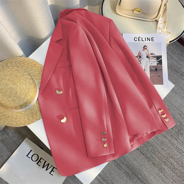 New High end British Style French Texture Suit Jacket For Women Raspberry L - Shop at LoveMi