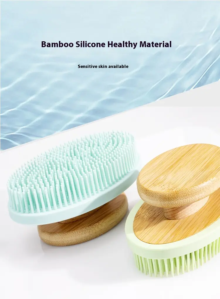 Silicone Bath Brush Massage Bath Soft Hand-held Long Teeth Cleaning