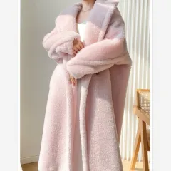Lamb Wool Coat For Women Winter Warm - Cherry Blossom Powder - View 1
