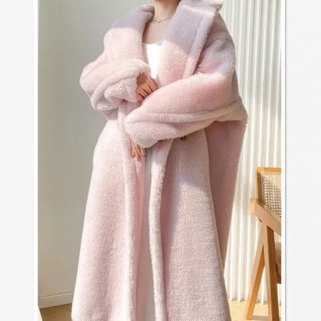 Lamb Wool Coat For Women Winter Warm Cherry Blossom Powder - Shop at LoveMi