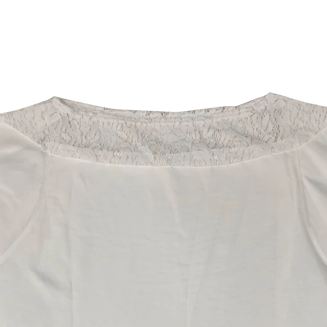 White Lace Ruffled Short Sleeves Hollow Dress