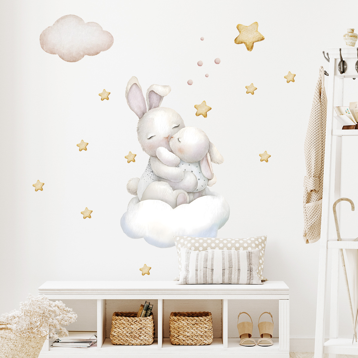 Title 3, Cute Healing Hug Bunny Self-adhesive Wall Stick...